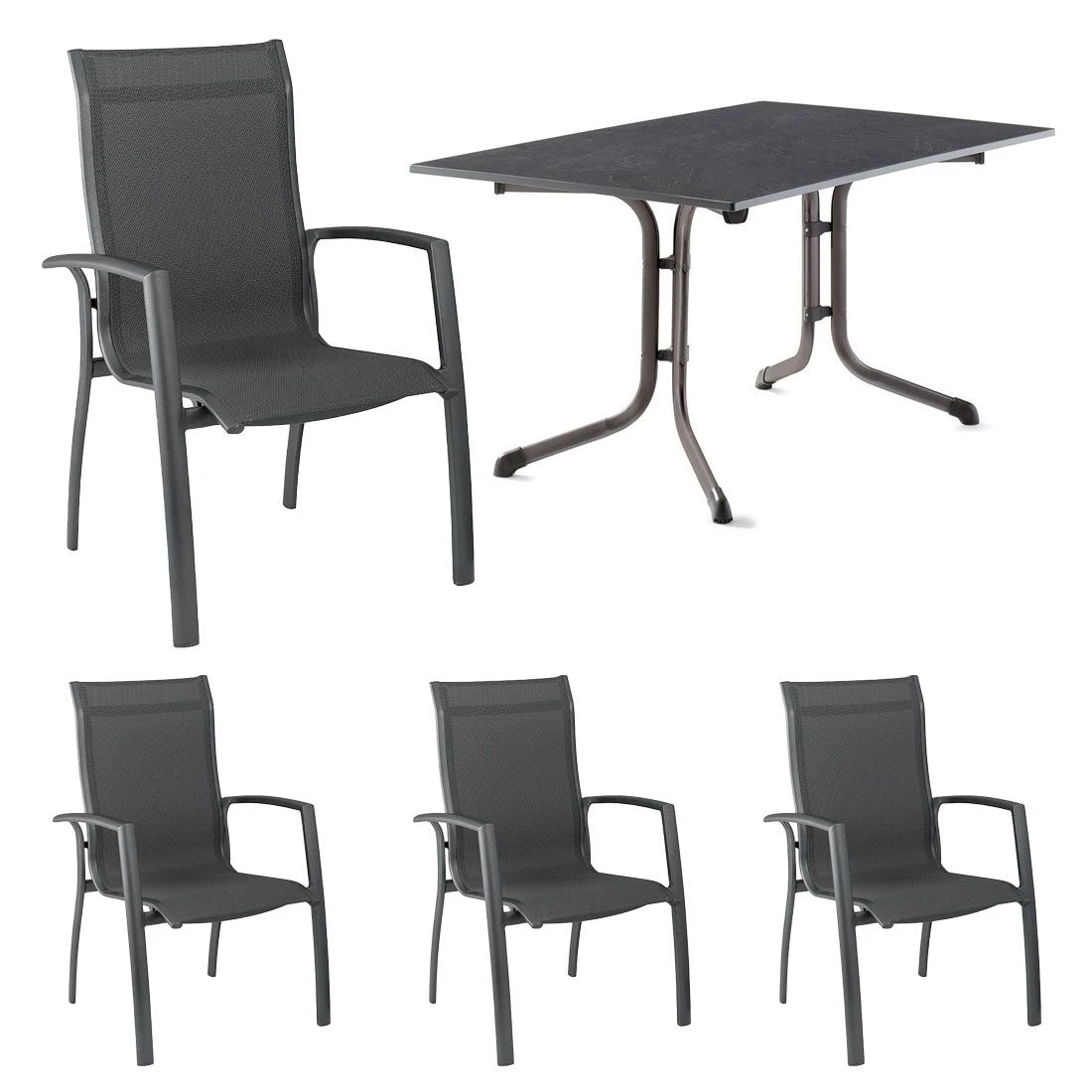 Kettler Legato Curve/Boulevard Gartenmöbelset 5-tlg. Anthrazit 2 Kettler Legato Curve/Boulevard Gartenmöbelset 5-tlg. Anthrazit – Bild 2