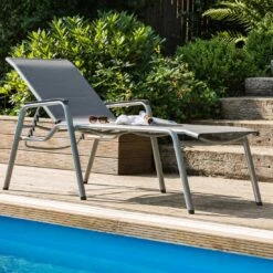 Kettler Cirrus Komfort-Stapelliege Aluminium/Textilene Silber/Anthrazitgrau -Kettler 790760 2 1