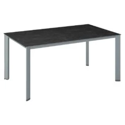 Kettler Edge Gartentisch 160x95cm Aluminium/Keramik-Glas-Quarz Silber/Fossil-Natur