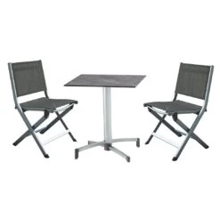 Kettler Basic Plus Gartenmöbel-Set 3-tlg. Tisch 70x70cm Silber/Anthrazit