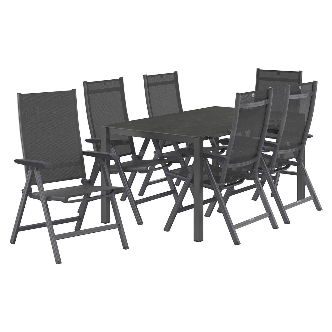 Kettler Basic Plus Gartenmöbel-Set 7-tlg.+Tisch 160/267x91cm Anthrazit 2 Kettler Basic Plus Gartenmöbel-Set 7-tlg.+Tisch 160/267x91cm Anthrazit – Bild 2