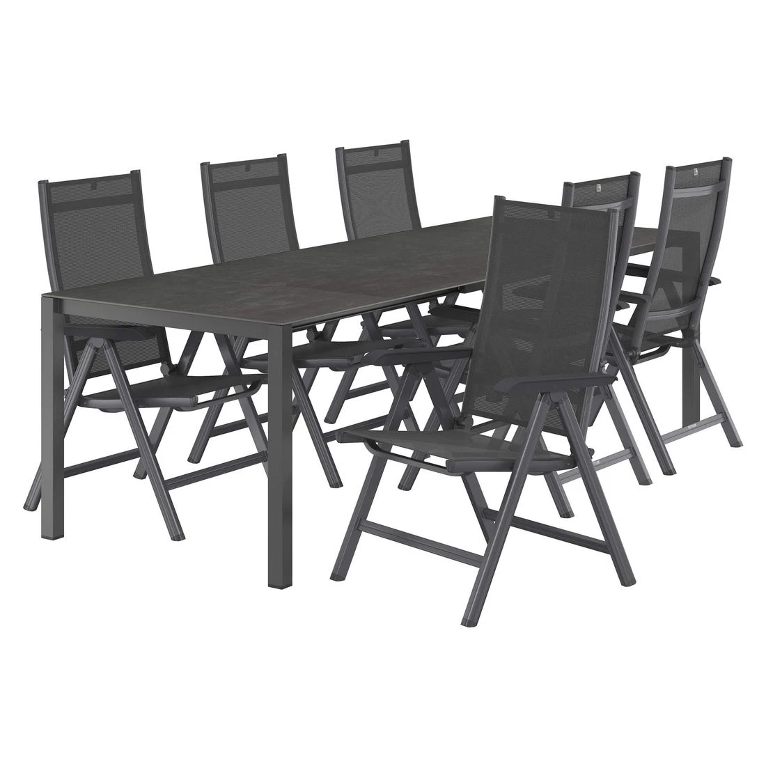 Kettler Basic Plus Gartenmöbel-Set 7-tlg.+Tisch 160/267x91cm Anthrazit 4 Kettler Basic Plus Gartenmöbel-Set 7-tlg.+Tisch 160/267x91cm Anthrazit – Bild 4