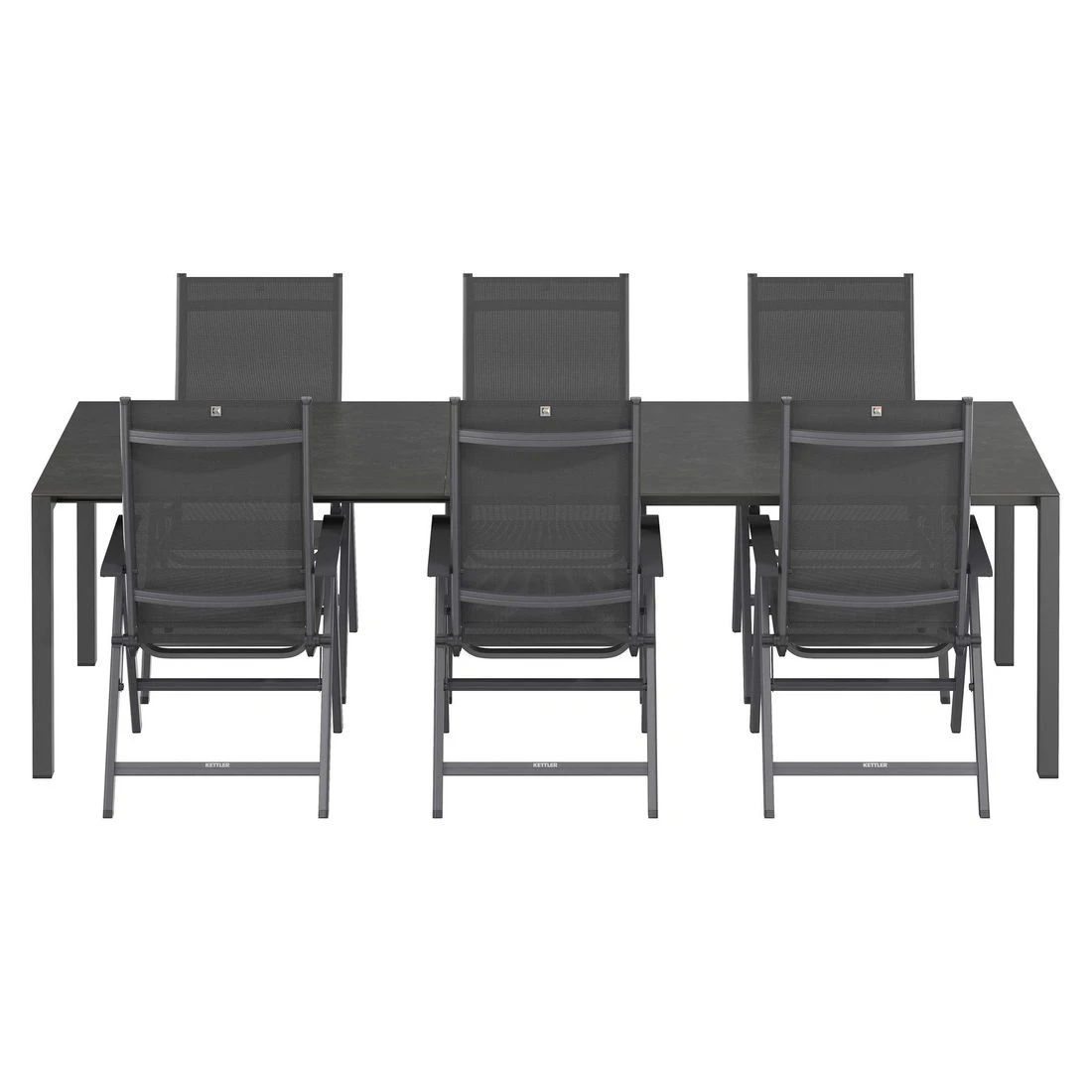 Kettler Basic Plus Gartenmöbel-Set 7-tlg.+Tisch 160/267x91cm Anthrazit 5 Kettler Basic Plus Gartenmöbel-Set 7-tlg.+Tisch 160/267x91cm Anthrazit – Bild 5