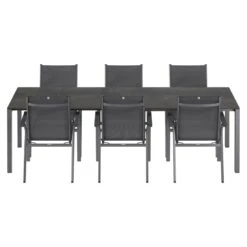 Kettler Basic Plus Gartenmöbel-Set 7-tlg.+Tisch 160/267x91cm Anthrazit/Zement -Kettler kettler basic plus gartenmoebel set 7 tlg tisch 160 267x91cm 1487478 5