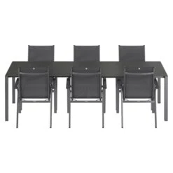 Kettler Basic Plus Gartenmöbel-Set 7-tlg.+Tisch 160/267x91cm Anthrazit/Dark Grey -Kettler kettler basic plus gartenmoebel set 7 tlg tisch 160 267x91cm 1487500 5