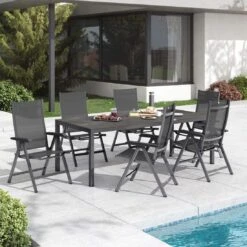 Kettler Basic Plus Gartenmöbel-Set 7-tlg. +Tisch 220x100cm Anthrazit