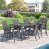 Kettler Basic Plus Gartenmöbel-Set 7-tlg.+ Tisch 220x100cm Anthrazit/Dark Grey