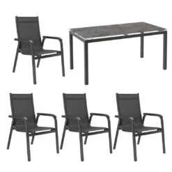 Kettler Basic Plus Gartenmöbelset 5-tlg. Mit Tisch 160x90cm Anthrazit