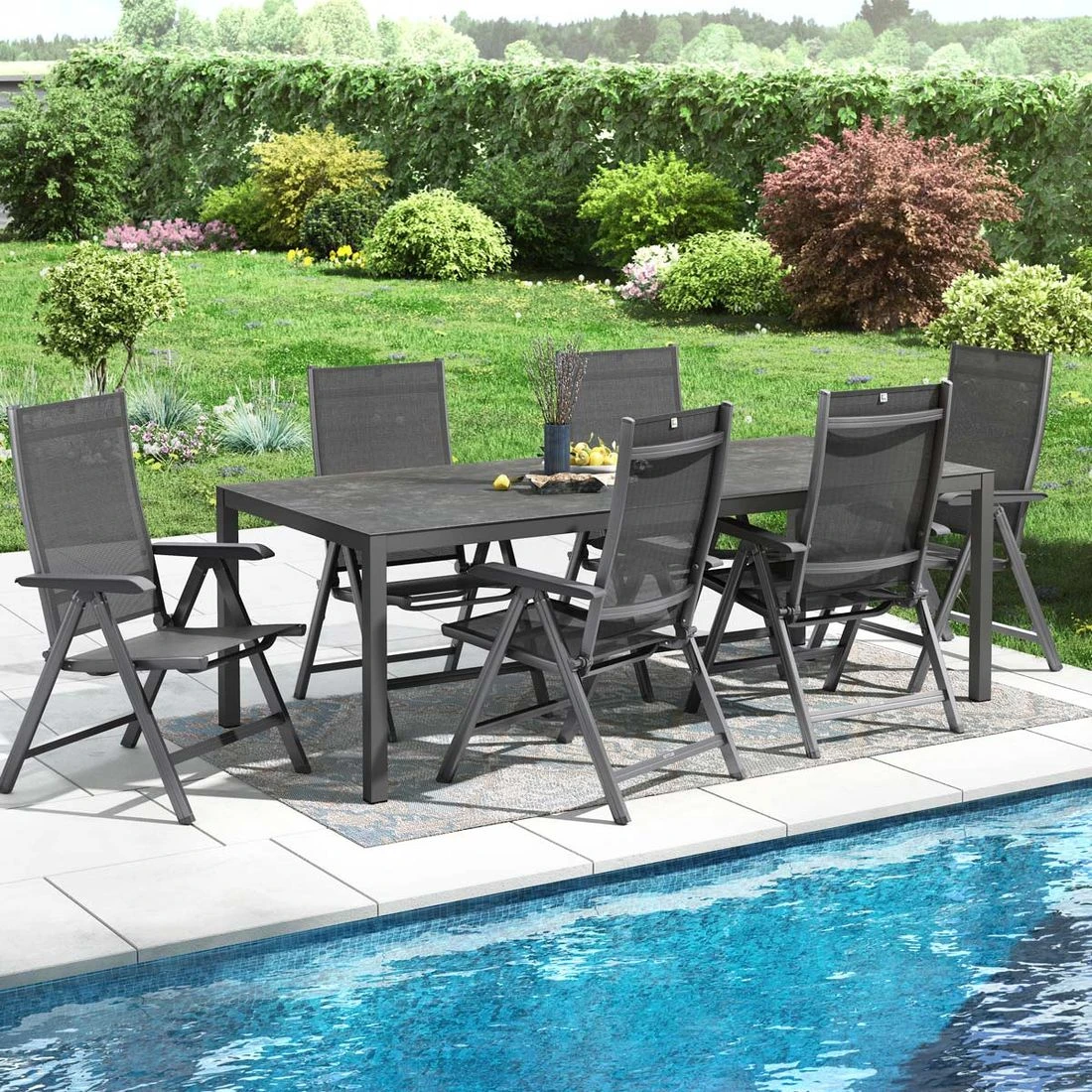 Kettler Basic Plus Gartenmöbelset 7-tlg. Mit Tisch 220x100 Cm Anthrazit 1 Kettler Basic Plus Gartenmöbelset 7-tlg. Mit Tisch 220x100 Cm Anthrazit