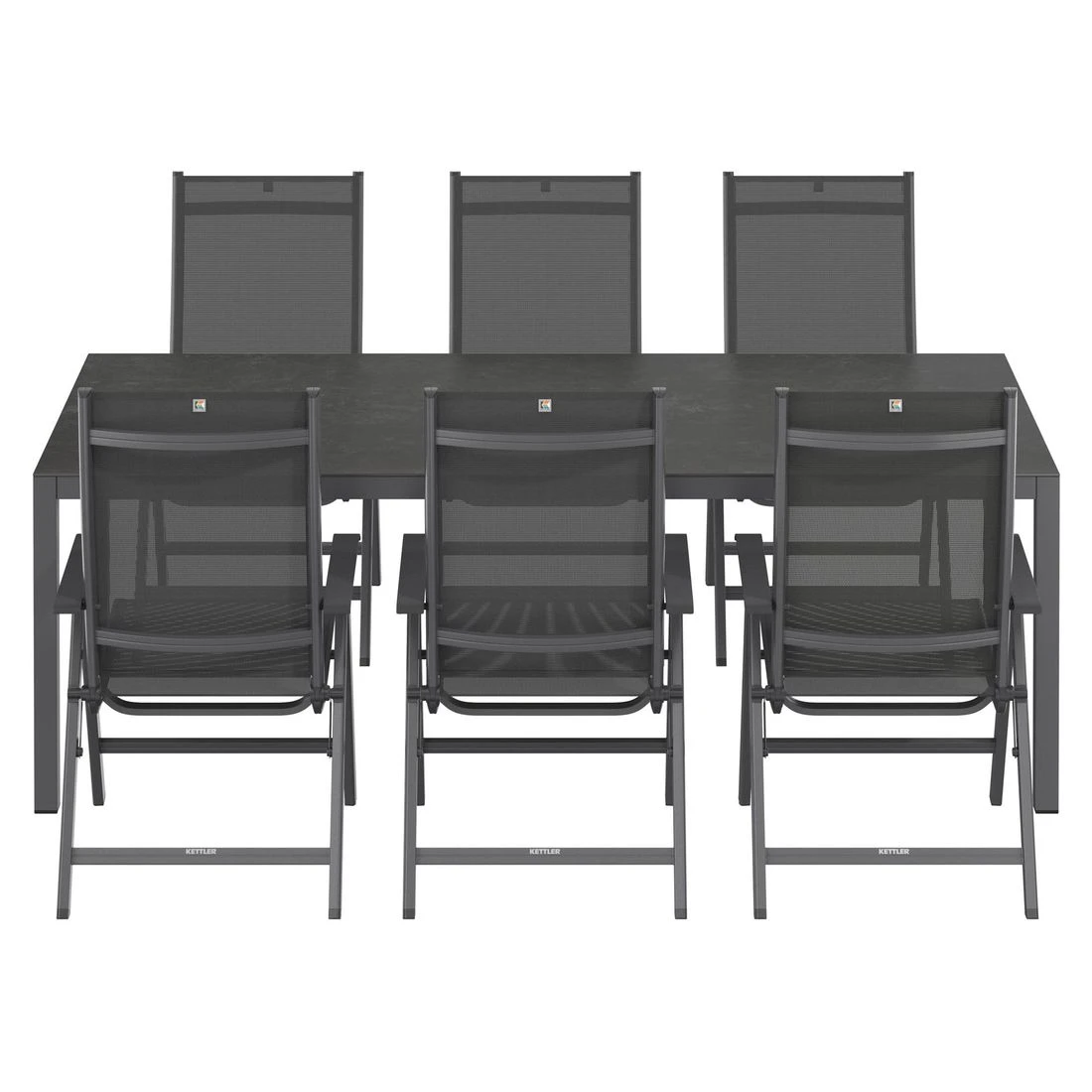 Kettler Basic Plus Gartenmöbelset 7-tlg. Mit Tisch 220x100 Cm Anthrazit 4 Kettler Basic Plus Gartenmöbelset 7-tlg. Mit Tisch 220x100 Cm Anthrazit – Bild 4
