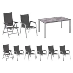 Kettler Basic Plus Gartenmöbelset 9-tlg.+Tisch 180x95cm Silber/Anthrazit -Kettler kettler basic plus gartenmoebelset 9 tlg tisch 180x95cm 1482517 2