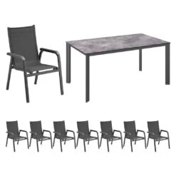 Kettler Basic Plus Gartenmöbelset 9-tlg. + Tisch 180x95cm Anthrazit -Kettler kettler basic plus gartenmoebelset 9 tlg tisch 180x95cm 1482583 2