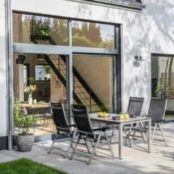 Kettler Basic+ Premium Gartenmöbel-Set 5-tlg. Tisch 160x95cm Silber/Lakritz -Kettler kettler basic premium gartenmoebel set 5 tlg t160x95cm 1476467 2