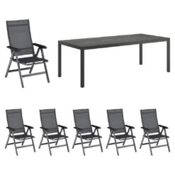 Kettler Basic+ Premium Gartenmöbels. 7-tlg.+Tisch 220x100 Cm Anthrazit/Lakritz -Kettler kettler basic premium gartenmoebels 7 tlg tisch 220x100 cm 1477424 1