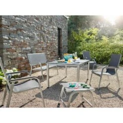 Kettler Basic Plus 2-Sitzer-Gartenbank Aluminium/Textilene Silber/Anthrazit -Kettler kettler basicplus 2er gartenbank silber anthrazit 0301211 0000 3