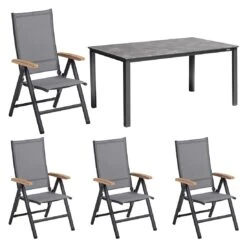 Kettler Cirrus Gartenmöbel-Set 5-tlg. Mit Tisch 160x90cm Anthrazit/Anthrazit-Grau