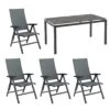 Kettler Cirrus Gartenmöbelset 5-tlg. Mit Tisch 160x90cm Anthrazit/Anthrazit-Grau