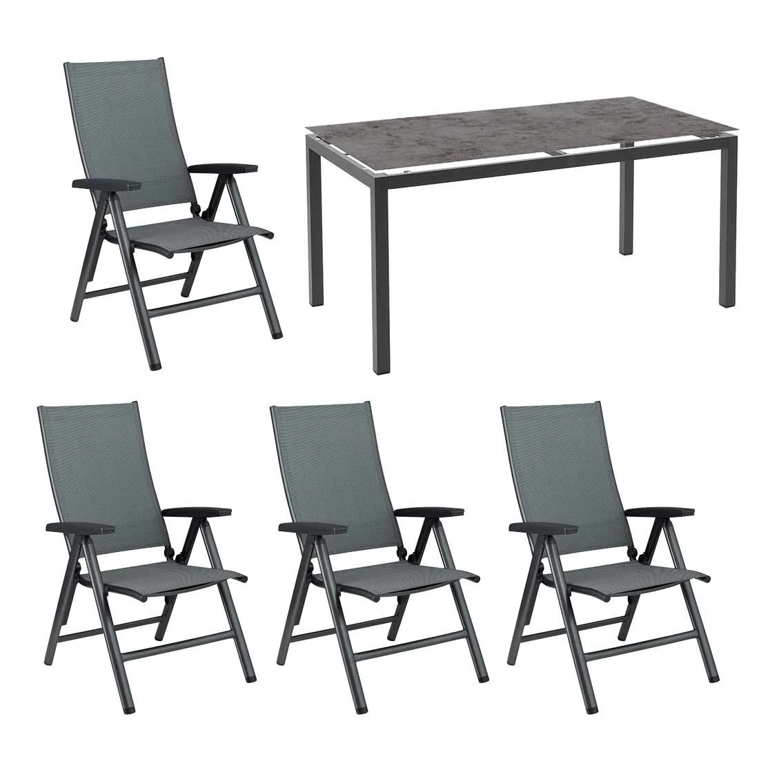 Kettler Cirrus Gartenmöbelset 5-tlg. Mit Tisch 160x90cm Anthrazit/Anthrazit-Grau 1 Kettler Cirrus Gartenmöbelset 5-tlg. Mit Tisch 160x90cm Anthrazit/Anthrazit-Grau