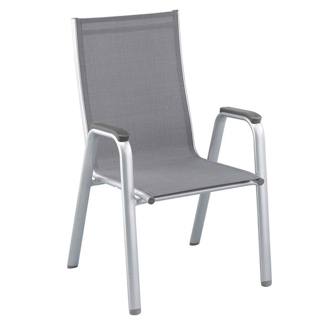 Kettler Cirrus Stapelsessel-Set Aluminium/Textilene Silber/Anthrazit-Grau 2 Kettler Cirrus Stapelsessel-Set Aluminium/Textilene Silber/Anthrazit-Grau – Bild 2