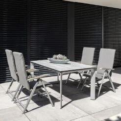 Kettler Diamond Gartenmöbel-Set 5-tlg. Tisch 160x95cm Silber/Flanelle