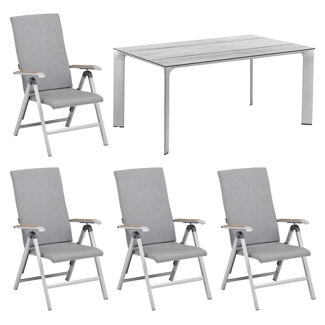 Kettler Diamond Gartenmöbel-Set 5-tlg. Tisch 160x95cm Silber/Flanelle 2 Kettler Diamond Gartenmöbel-Set 5-tlg. Tisch 160x95cm Silber/Flanelle – Bild 2