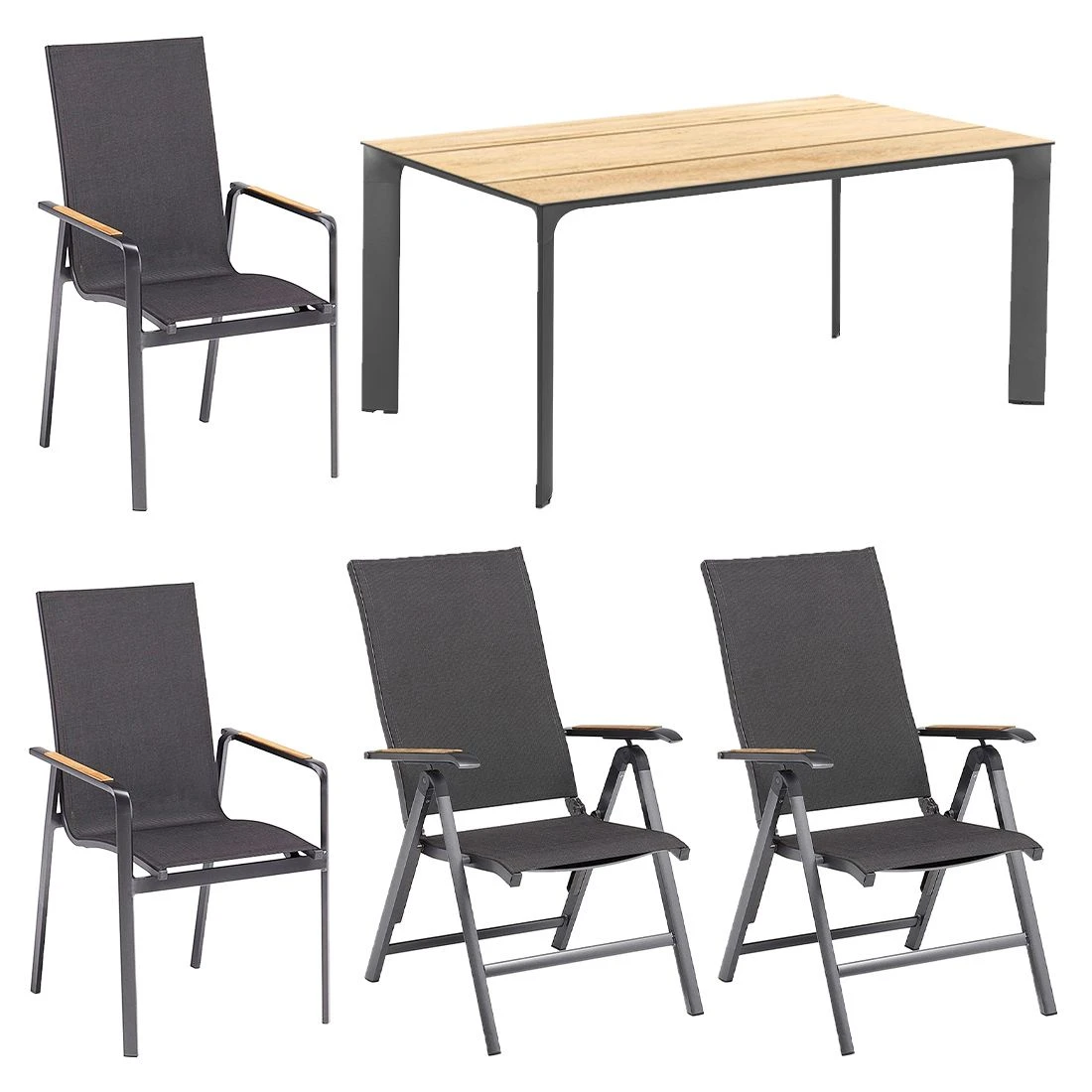 Kettler Diamond Gartenmöbel-Set 5-tlg. Tisch 160x95cm Anthrazit/Charcoal 2 Kettler Diamond Gartenmöbel-Set 5-tlg. Tisch 160x95cm Anthrazit/Charcoal – Bild 2