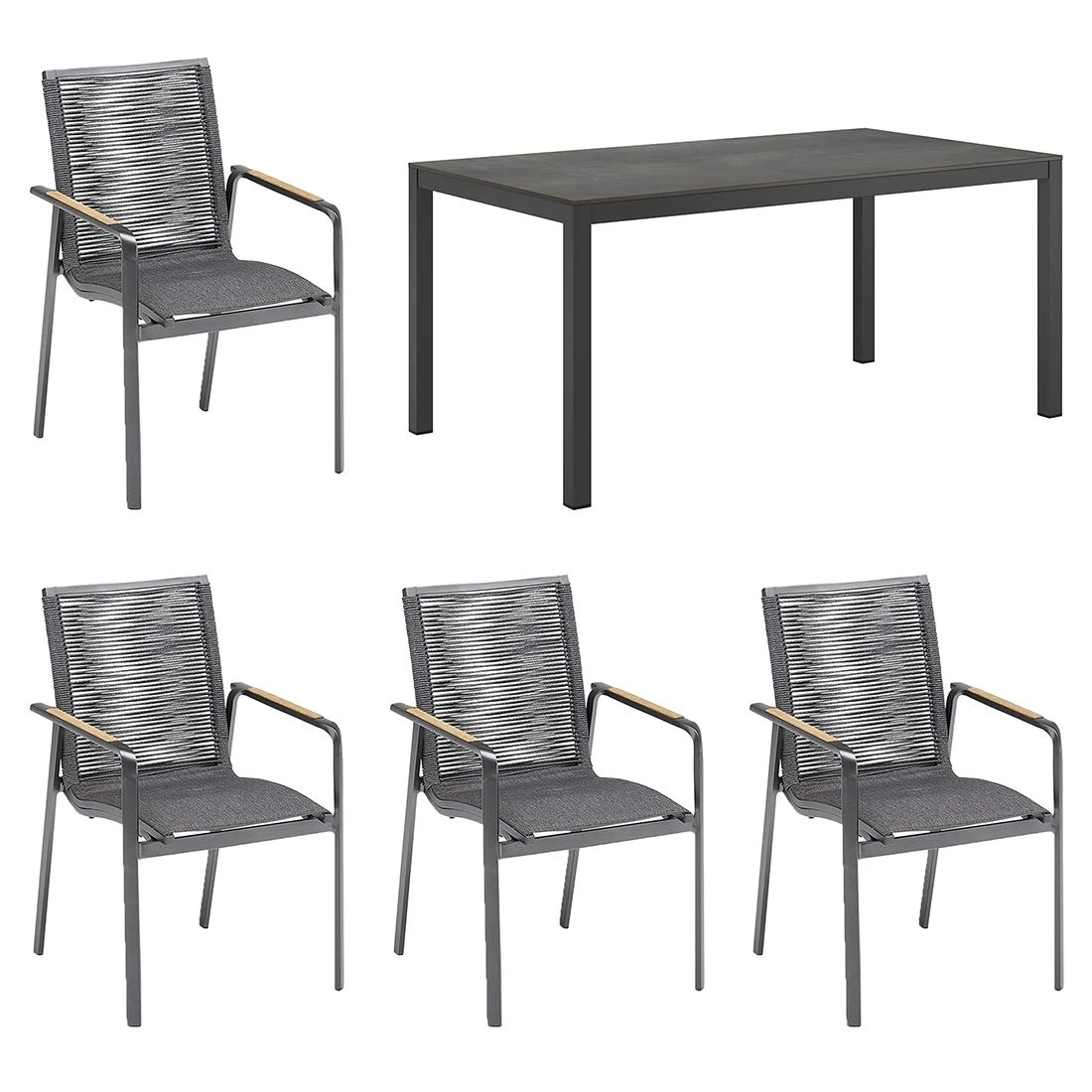 Kettler Diamond Gartenmöbelset 5-tlg. Mit Tisch 160x90 Cm Anthrazit/Charcoal 1 Kettler Diamond Gartenmöbelset 5-tlg. Mit Tisch 160x90 Cm Anthrazit/Charcoal