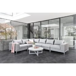 Kettler Ego Modular Ecklounge 7tlg. Sunbrella Silber/Hellgrau Meliert -Kettler kettler ego modular loungeecke 7tlg aluminium sunbrella 16
