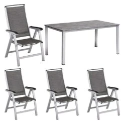 Kettler Forma II Gartenmöbel-Set 5-tlg. Mit Tisch 160x90cm Silber/Graphit