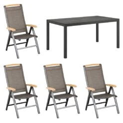 Kettler Memphis Gartenmöbel-Set 5-tlg. Tisch 160x90cm Anthrazit/Bronze -Kettler kettler memphis gartenmoebel set 5 tlg tisch 160x90cm 1494650 1