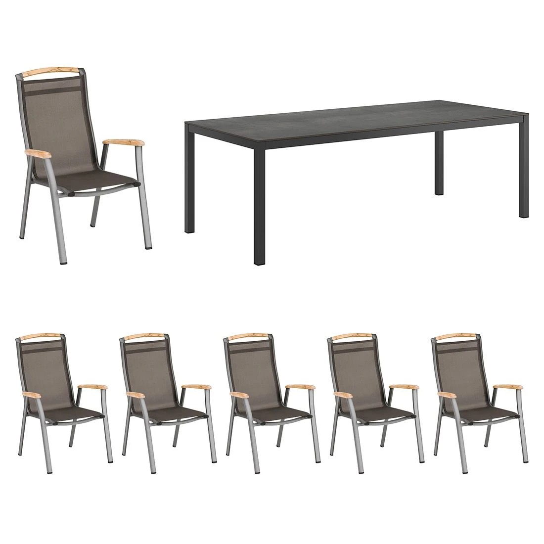 Kettler Memphis Gartenmöbel-Set 7-tlg. Tisch 220x100cm Anthrazit/Bronze 2 Kettler Memphis Gartenmöbel-Set 7-tlg. Tisch 220x100cm Anthrazit/Bronze – Bild 2