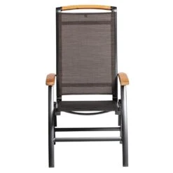 Kettler Memphis Klappsessel Aluminium/Textilene Mit Teak-Armlehnen Anthrazit/Bronze -Kettler kettler memphis klappsessel alu textilen anthrazit bronze 3