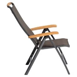 Kettler Memphis Klappsessel Aluminium/Textilene Mit Teak-Armlehnen Anthrazit/Bronze -Kettler kettler memphis klappsessel alu textilen anthrazit bronze 5