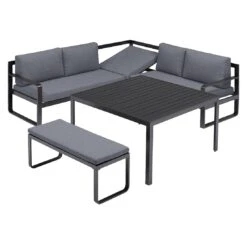 Kettler Ocean Casual Dining Loungeecke Aluminium/Polyester Anthrazit/Grau -Kettler kettler ocean casual dining loungeecke inkl kissen anthrazit grau 1271581 4