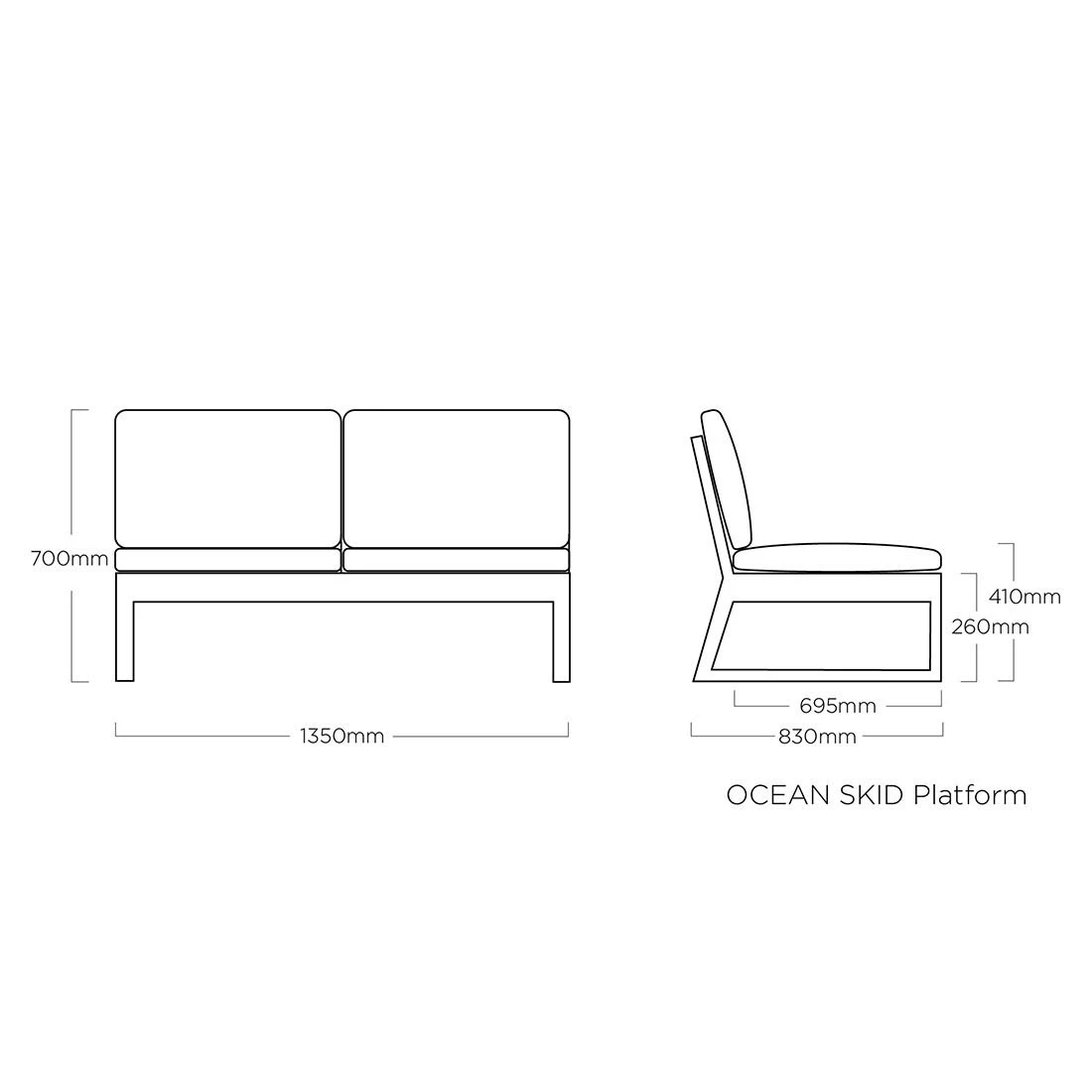 Kettler Ocean Skid Platform 2-Sitzersofa Aluminium/Agora Anthrazit Matt/Brisa 9 Kettler Ocean Skid Platform 2-Sitzersofa Aluminium/Agora Anthrazit Matt/Brisa – Bild 9