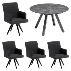 Kettler Pure Casual Gartenmöbel-Set 5-tlg. Tisch 120/170x120cm Anthrazit/Sooty -Kettler kettler pure casual gartenmoebel set 5 tlg tisch 120 170x120cm 1476335 3