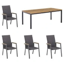 Kettler Rasmus Gartenmöbelset 5-tlg. Mit Tisch 180x90 Cm Anthrazit/Sooty