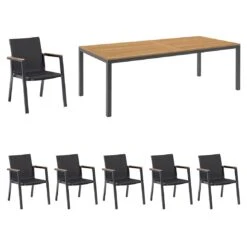 Kettler Rasmus Gartenmöbelset 7-tlg. Mit Tisch 220x100 Cm Anthrazit/Charcoal