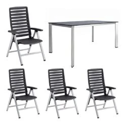 Kettler Wave Gartenmöbelset 5-tlg. Mit Gartentisch 160x95cm Silber -Kettler kettler wave gartenmoebelset 5 tlg gartentisch 160x95cm 1392614 1